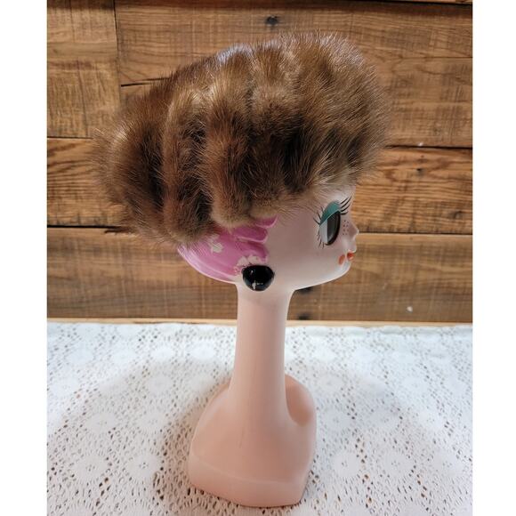 Vintage 1950\'s The May Company Brown Mink Pillbox Hat Union Made main image 6